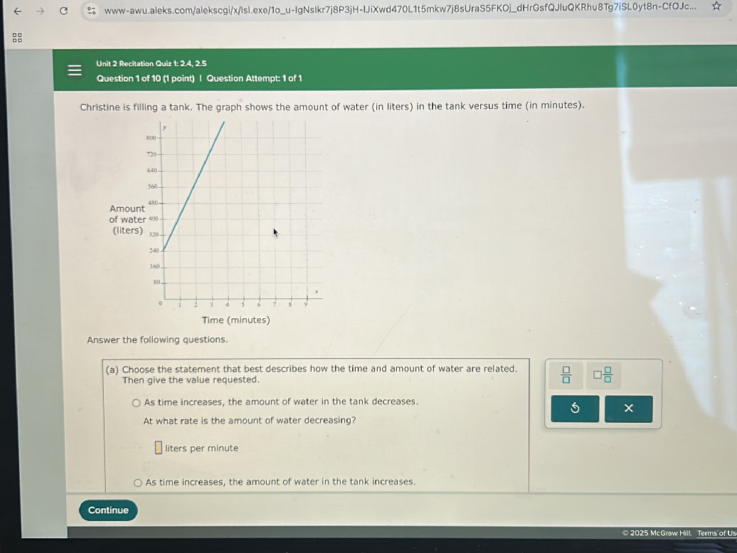 Christine is filling a tank. The graph shows | StudyX