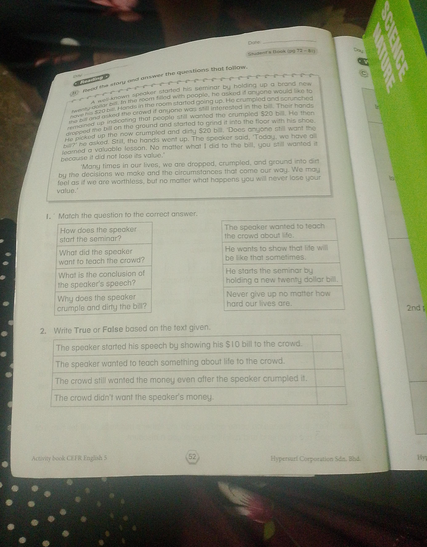 B Read the story and answer the questions | StudyX