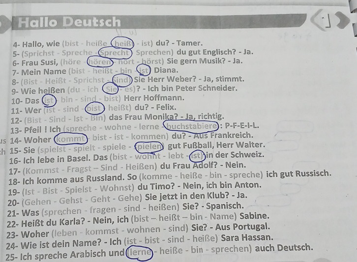 4- Hallo, wie (bist - heiße - heiß - ist) | StudyX