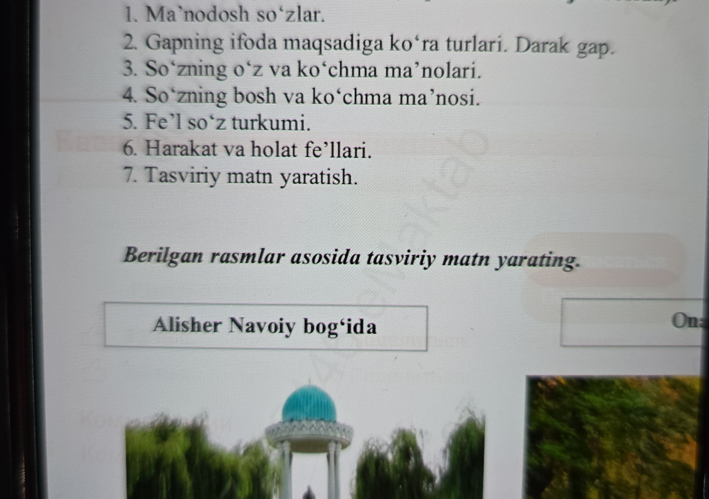 Berilgan rasmlar asosida tasviriy matn | StudyX