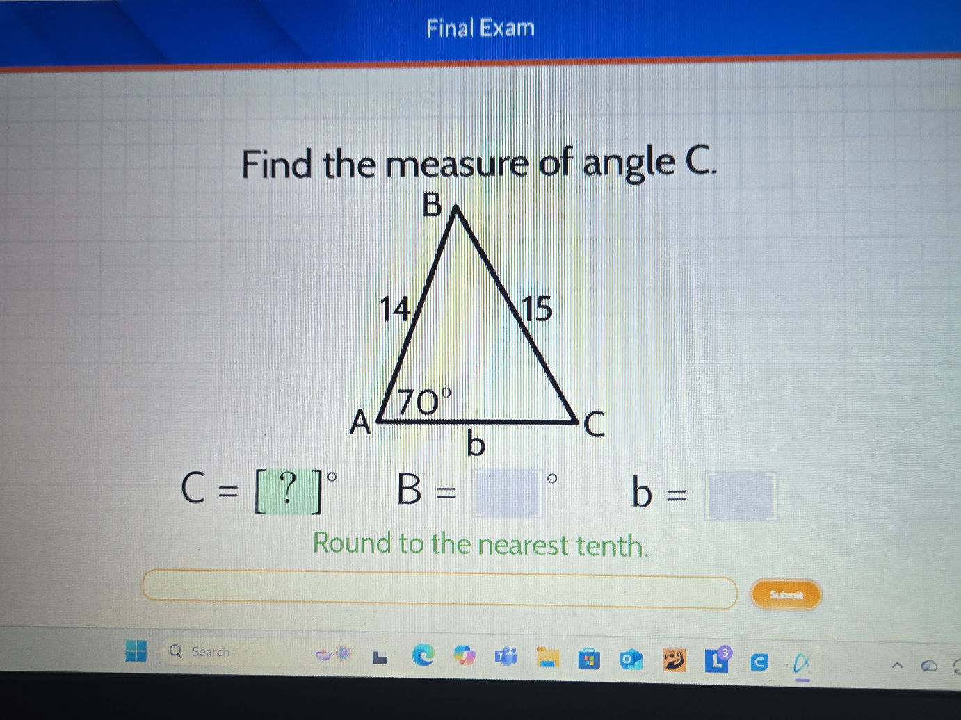 Find the measure of angle C. Given the | StudyX