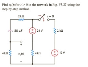 Find $v_o(t)$ for $t > 0$ in the network in | StudyX