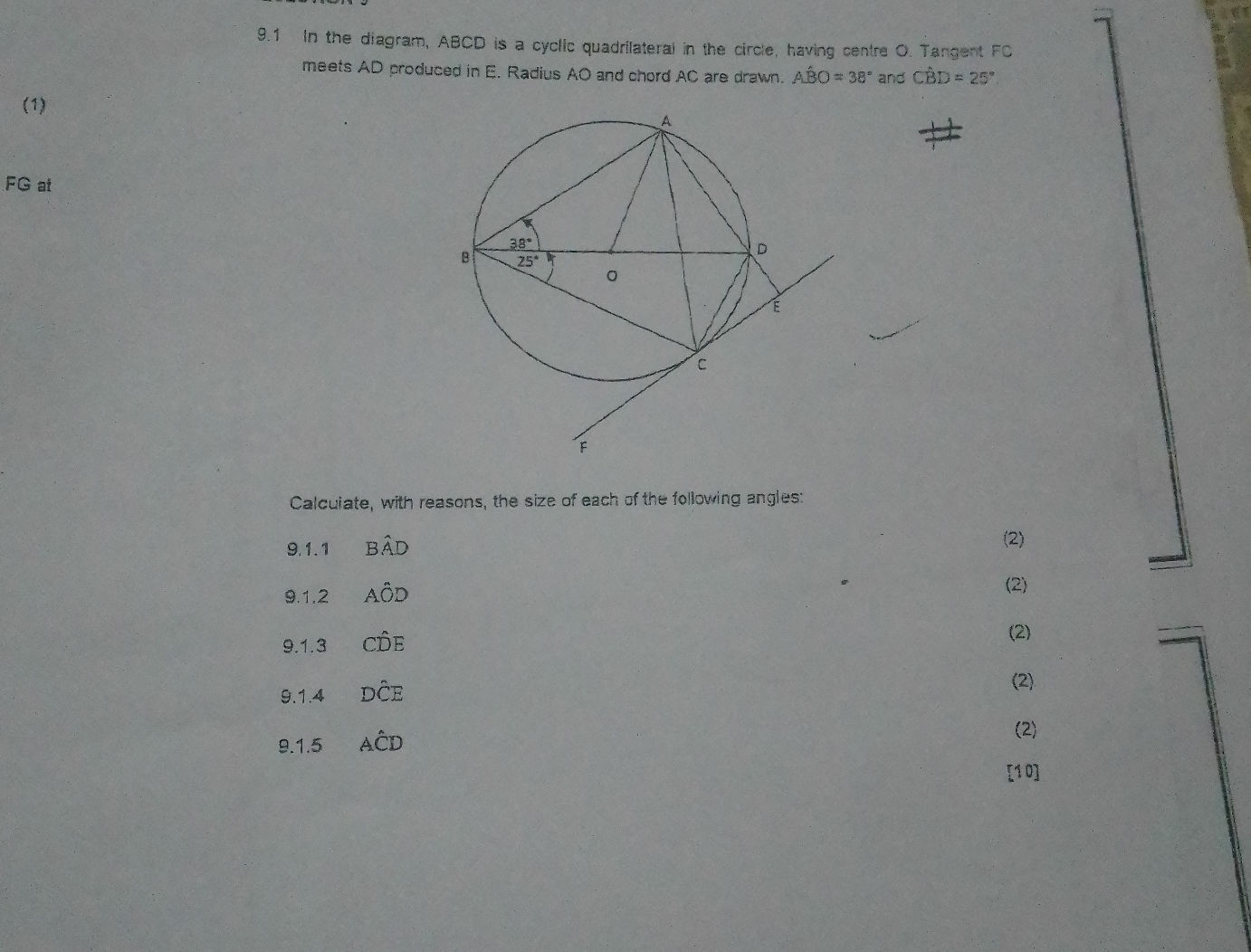 9.1 In the diagram, ABCD is a cyclic | StudyX