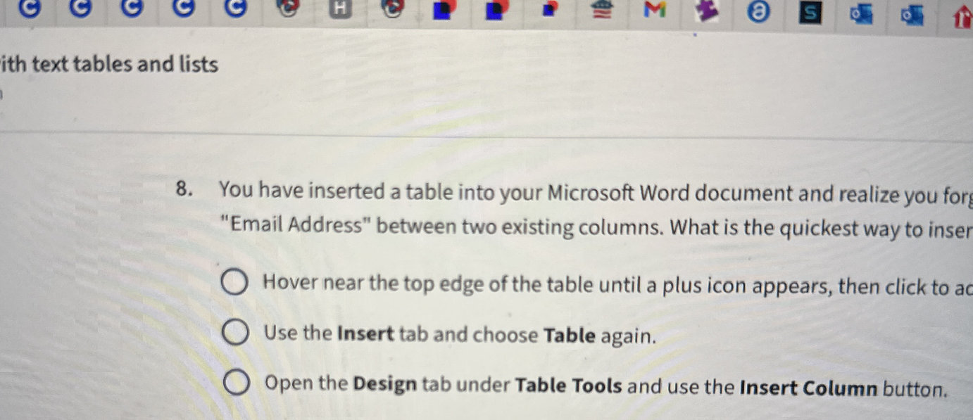 You have inserted a table into your | StudyX