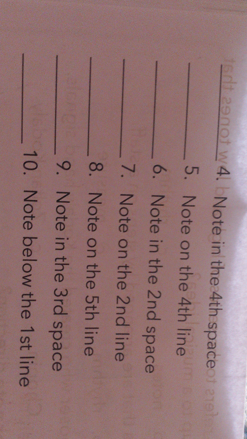 4. Note in the 4th space 5. Note on the 4th | StudyX