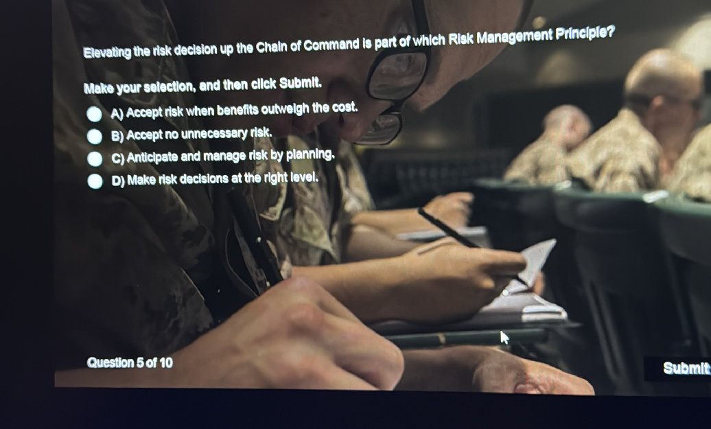 Commander Accepting Risk Elevating the risk decision up the Chain of