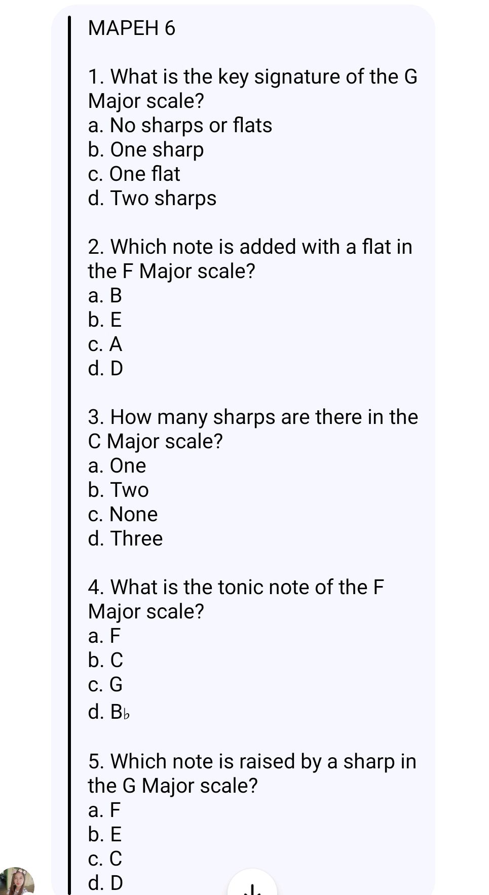 1. What is the key signature of the G Major | StudyX