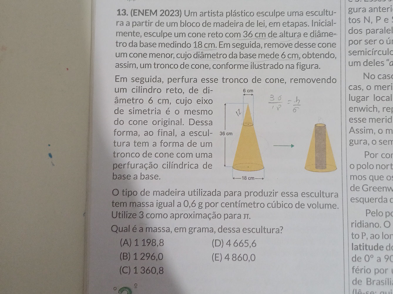 13. (ENEM 2023) Um artista plástico esculpe | StudyX