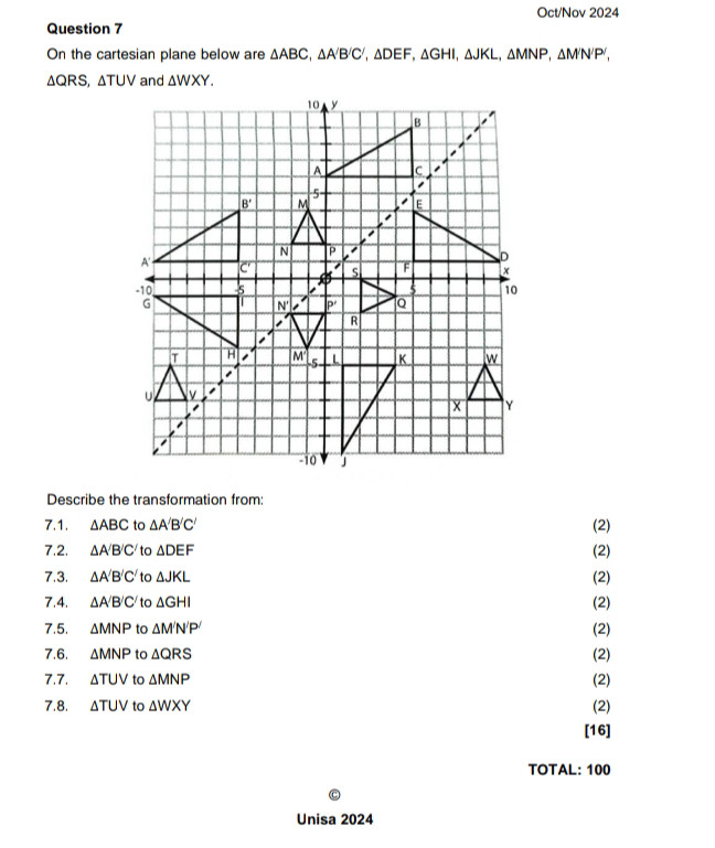 Question 7 Oct/Nov 2024 On the cartesian | StudyX