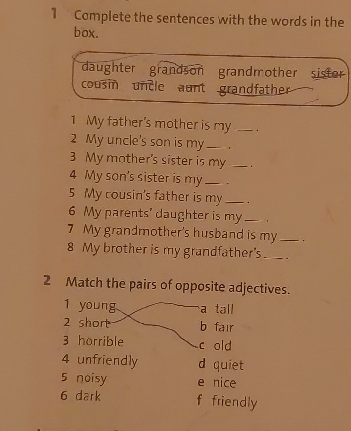 1 Complete the sentences with the words in | StudyX