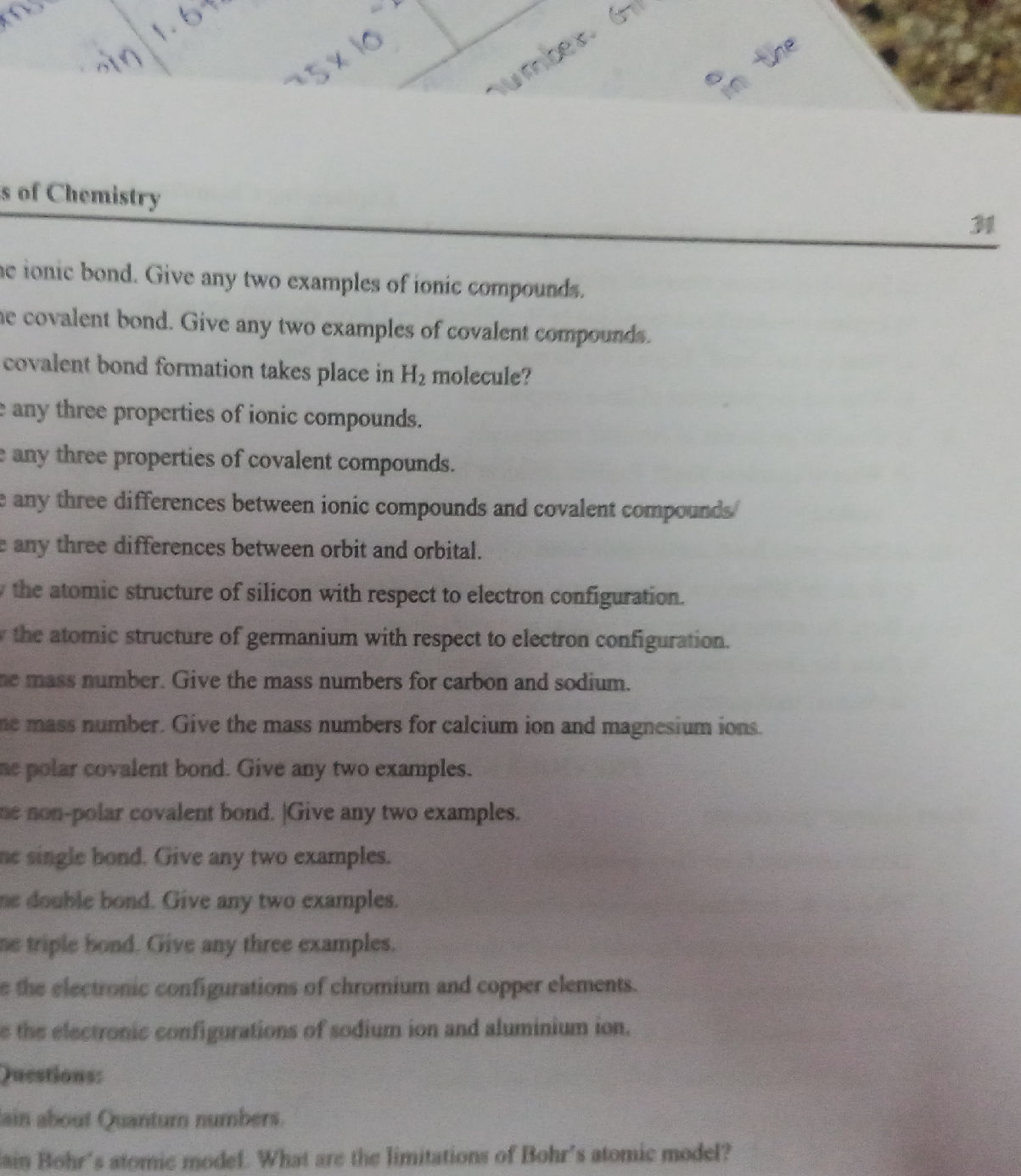 Give any two examples of ionic compounds. | StudyX