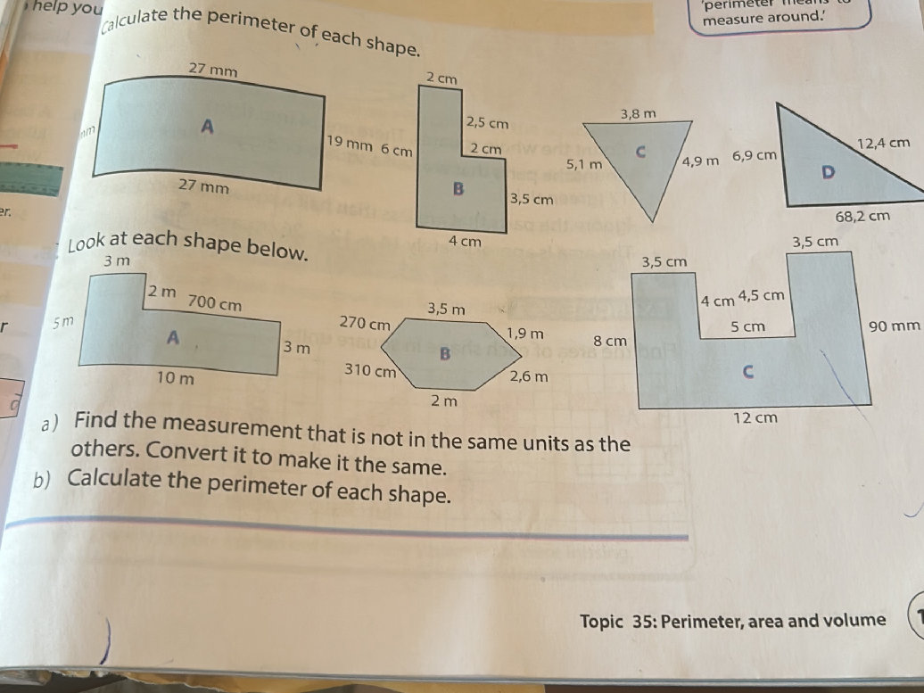 Math Homework Perimeter Shape Calculate the perimeter of each shape. | StudyX