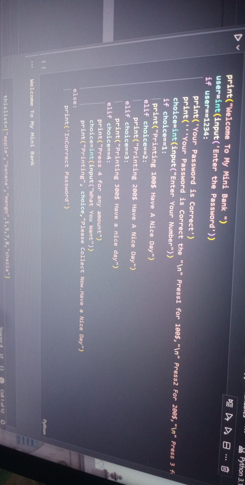 The provided image shows a Python program | StudyX