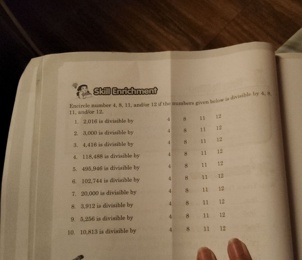 Encircle Numbers Encircle number 4, 8, 11, and/or 12 if the | StudyX