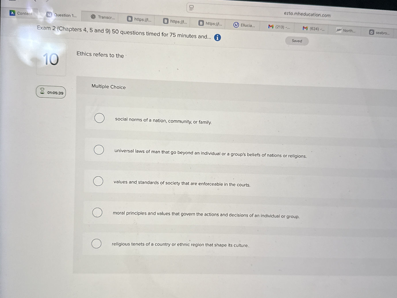 Ethics refers to the Multiple Choice | StudyX