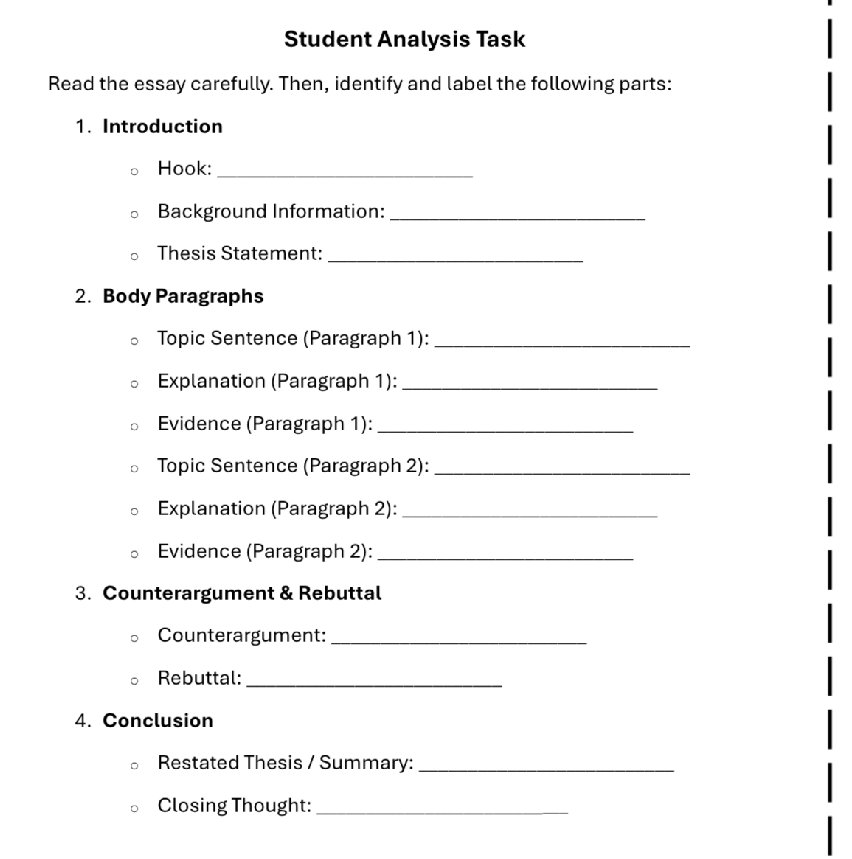 Introduction Essay Example Labels Read the essay carefully. Then, identify and | StudyX