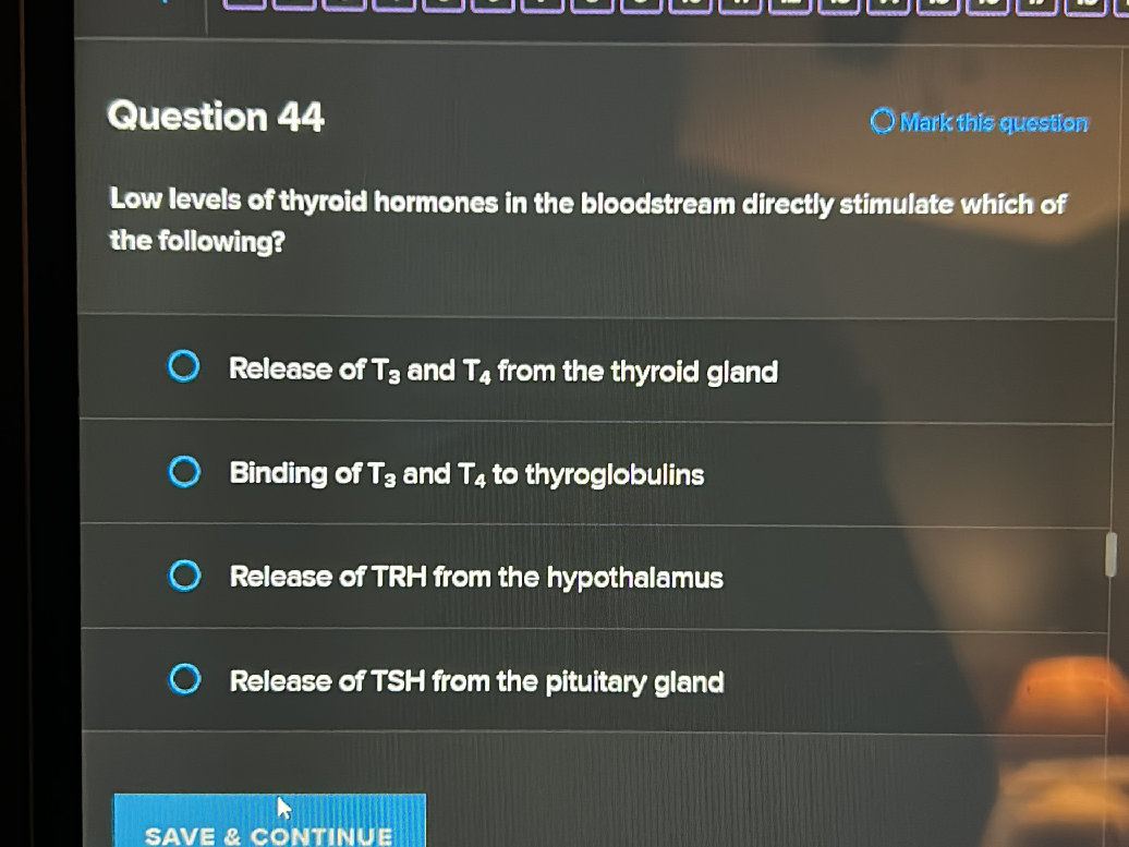 Low levels of thyroid hormones in the | StudyX