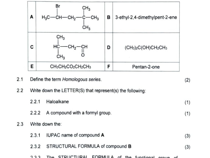 Refer to the table below for compounds A to | StudyX