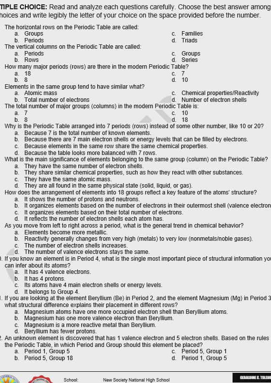 MULTIPLE CHOICE: Read and analyze each | StudyX