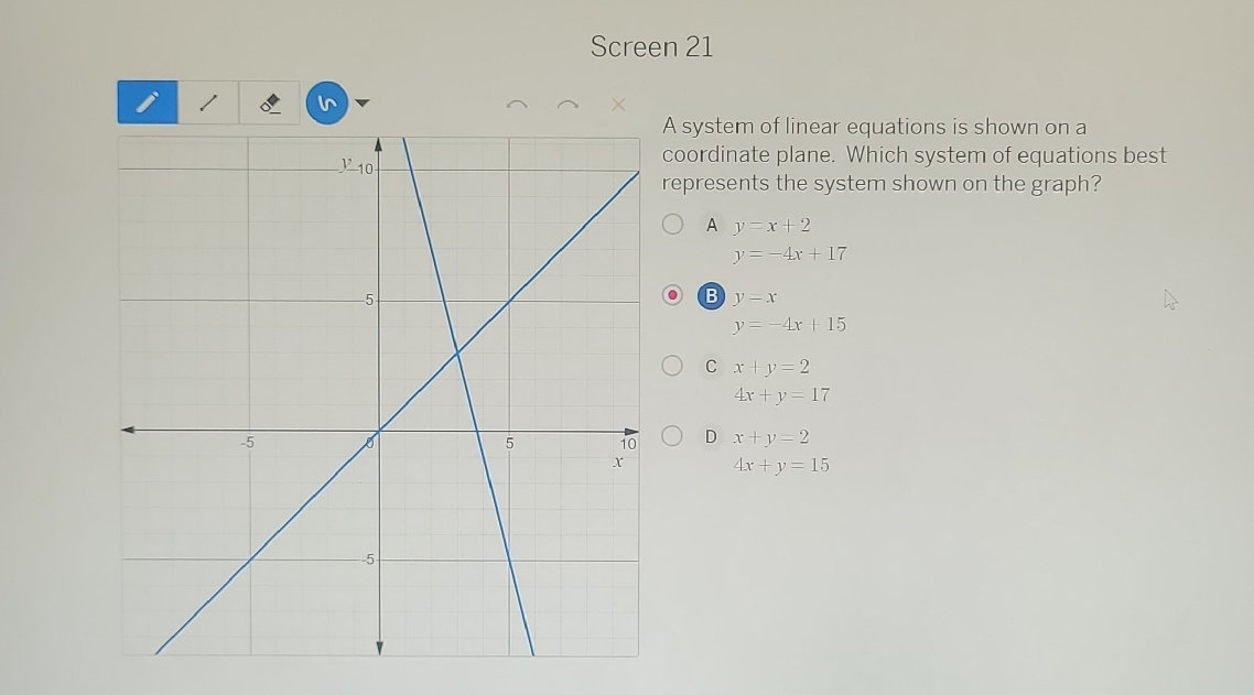 A system of linear equations is shown on a