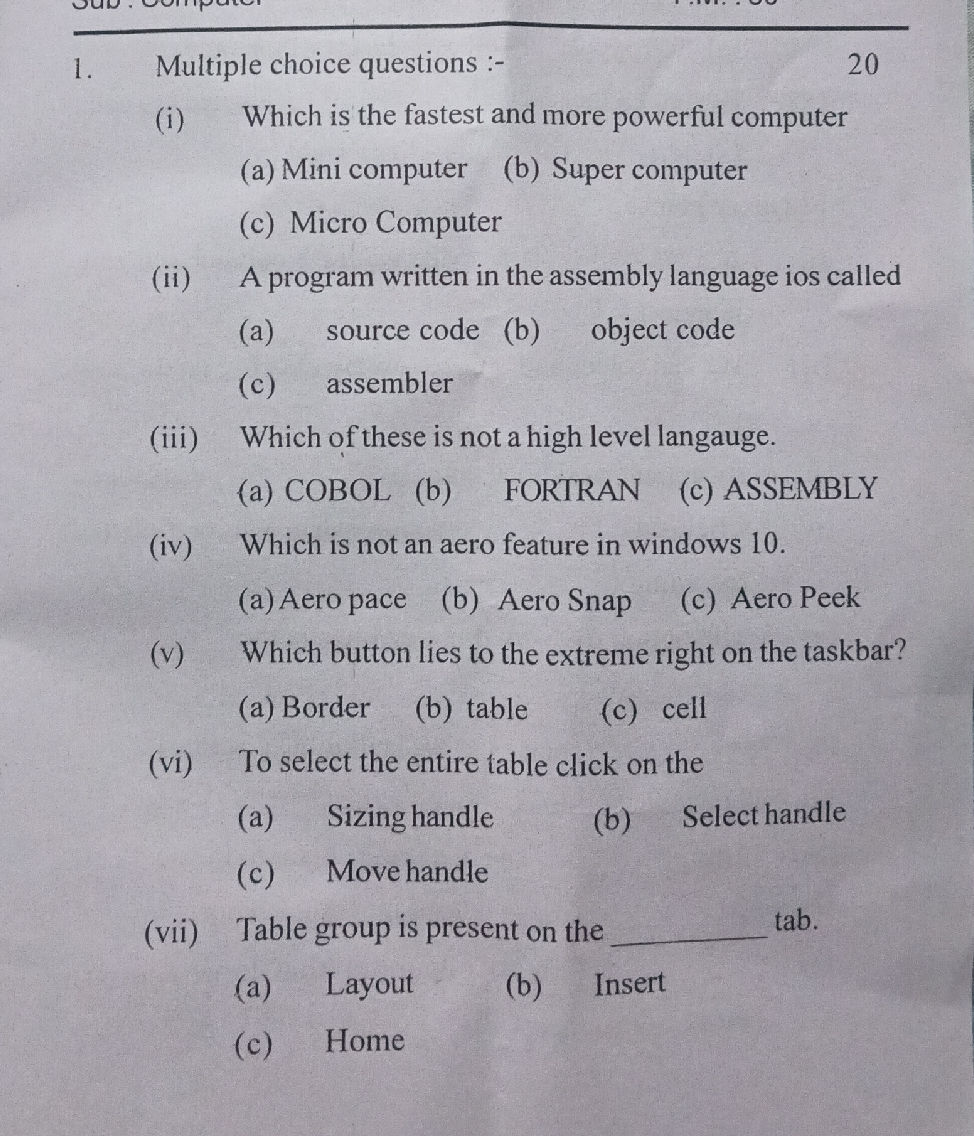 Multiple choice questions :- (i) Which is | StudyX