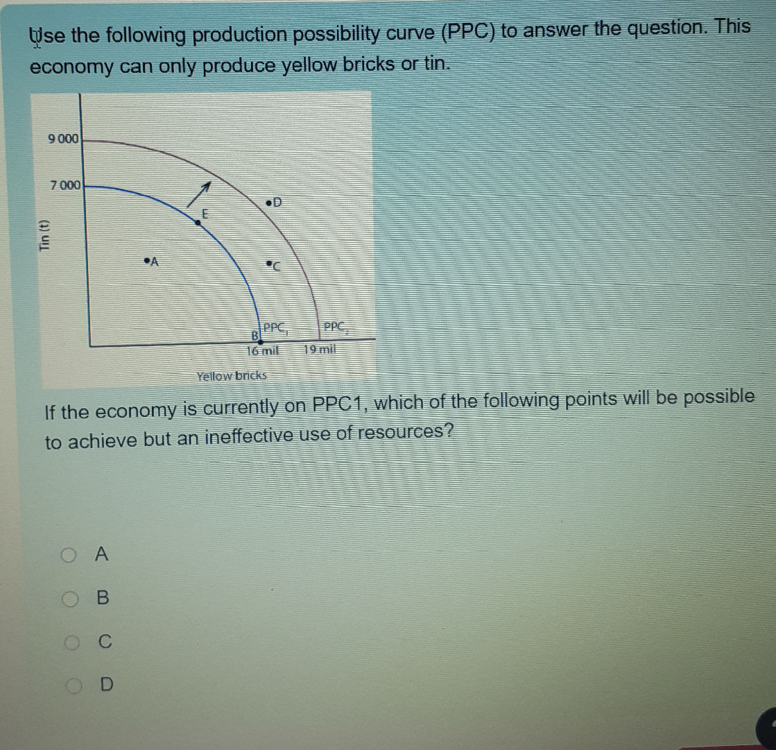 Use the following production possibility | StudyX