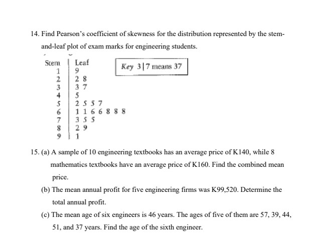 (a) A sample of 10 engineering textbooks has | StudyX