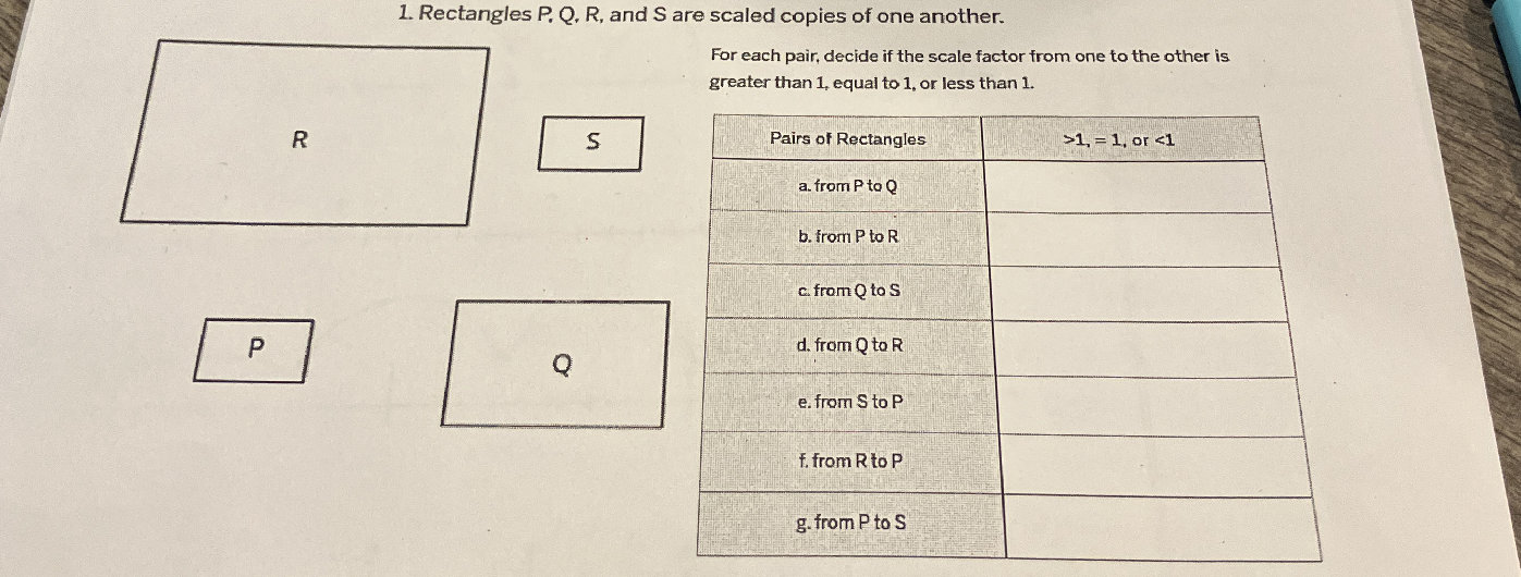 Rectangles P, Q, R, and S are scaled copies | StudyX