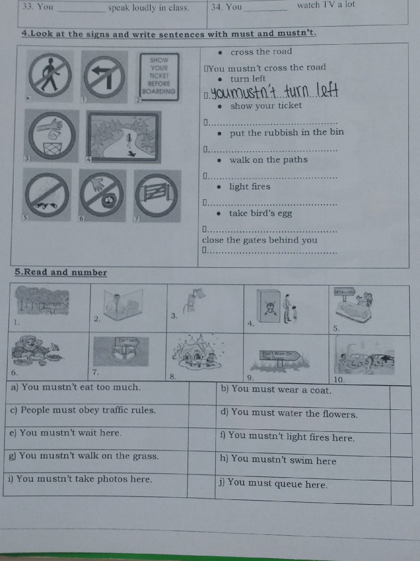 4. Look at the signs and write sentences | StudyX