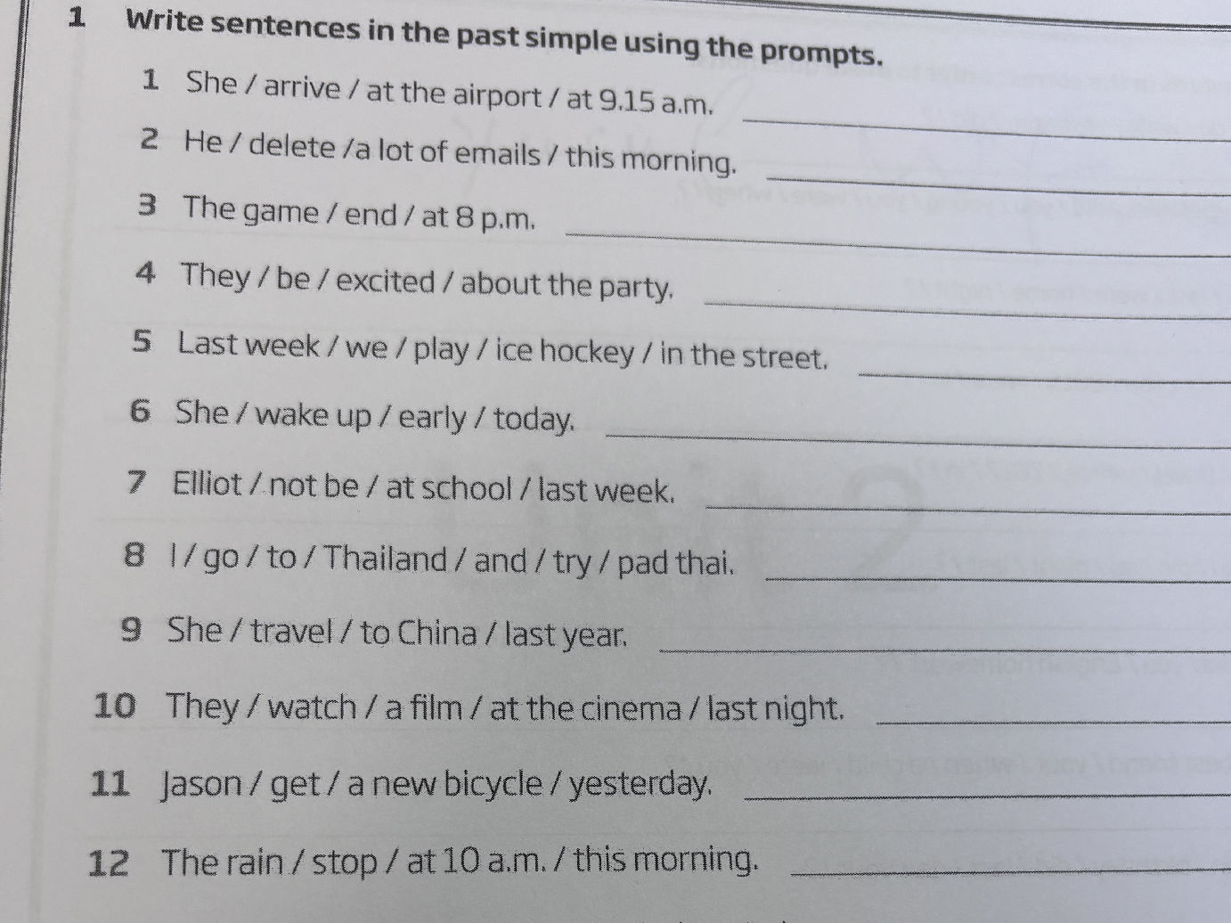Write sentences in the past simple using the | StudyX