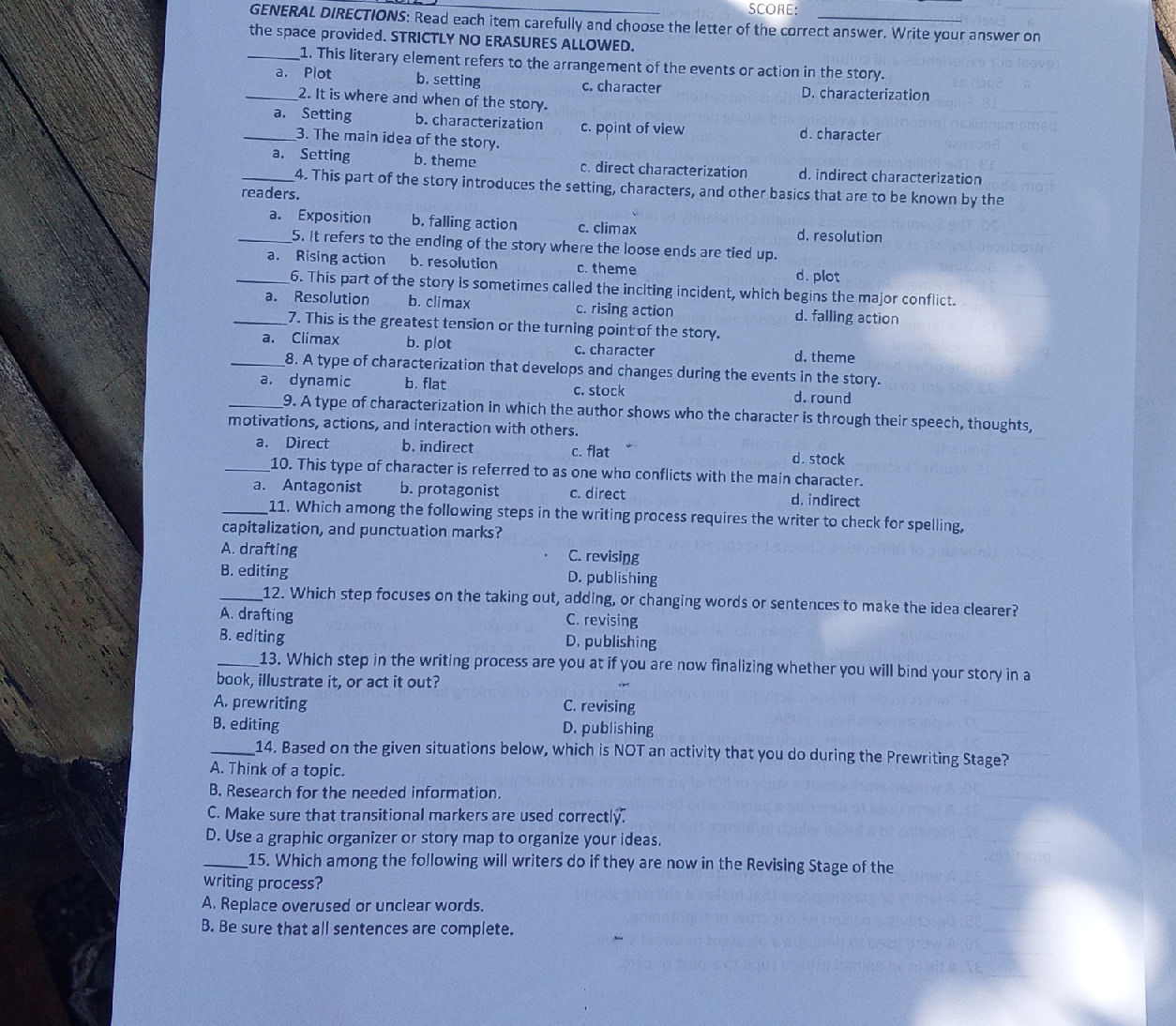 GENERAL DIRECTIONS: Read each item carefully | StudyX