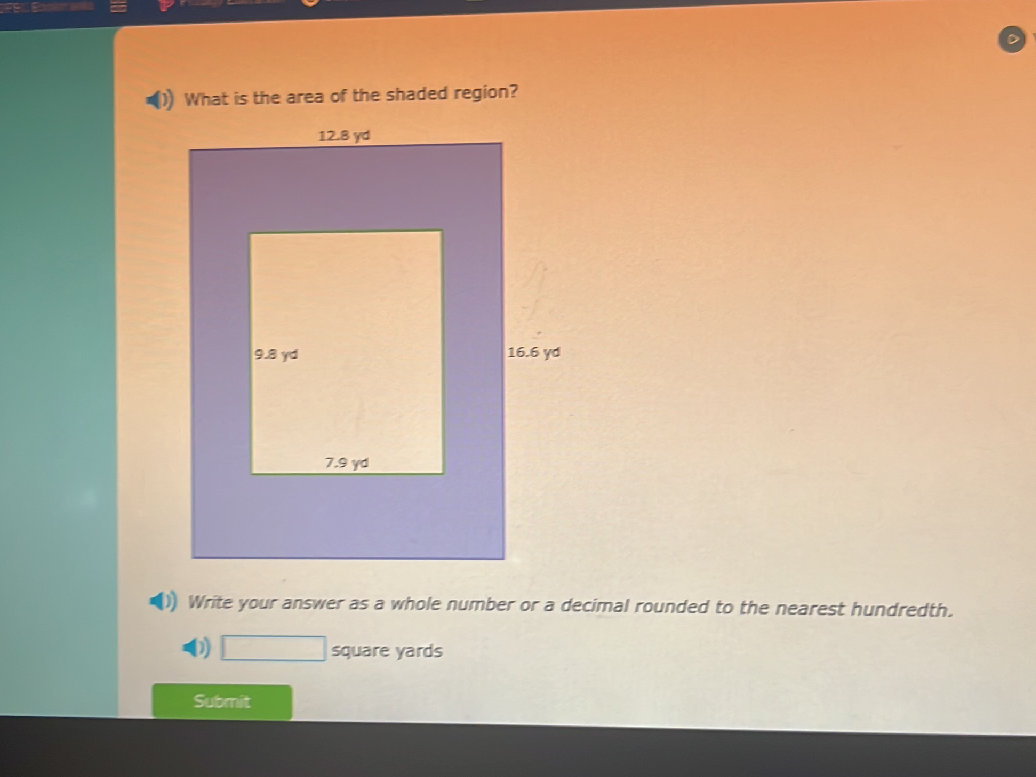 What is the area of the shaded region? (The | StudyX