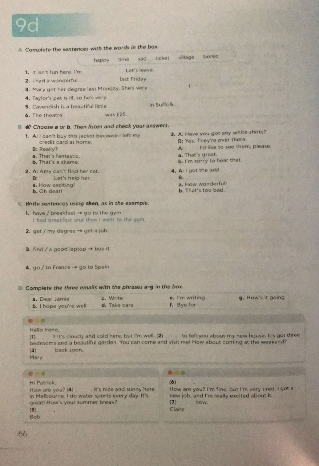 D Complete the three emails with the phrases | StudyX