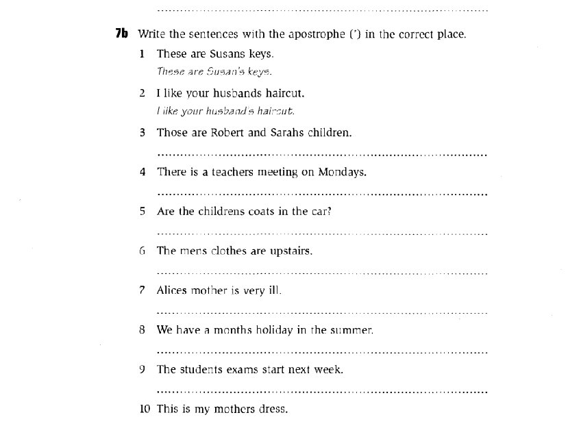 Write the sentences with the apostrophe (') | StudyX
