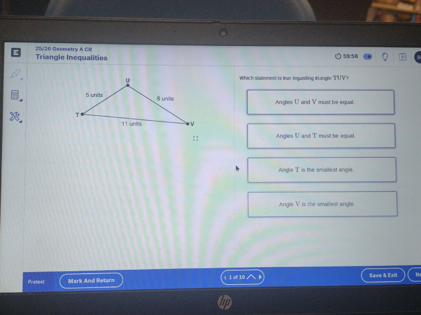 Which statement is true regarding triangle | StudyX