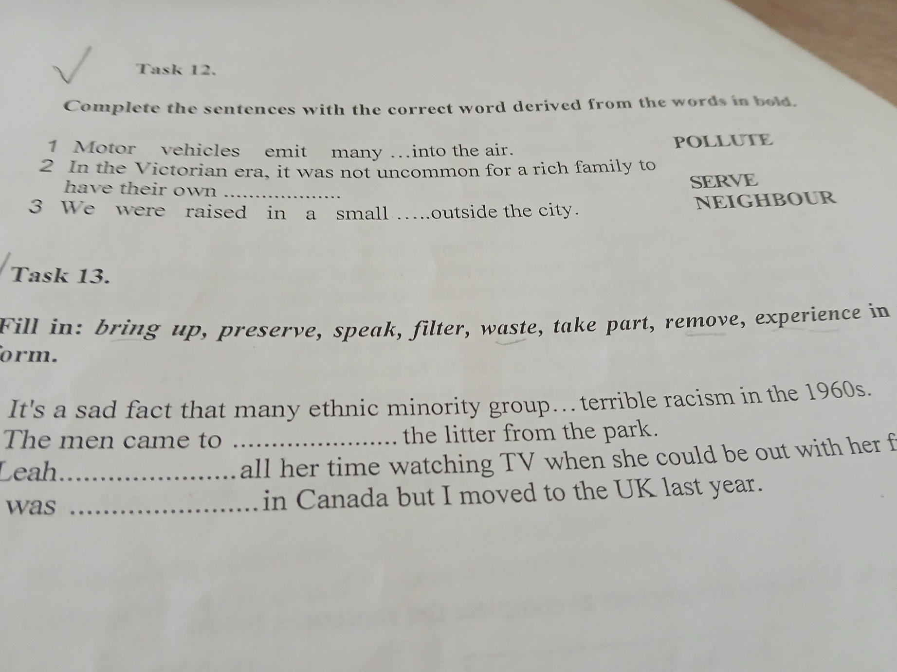 Complete the sentences with the correct word | StudyX