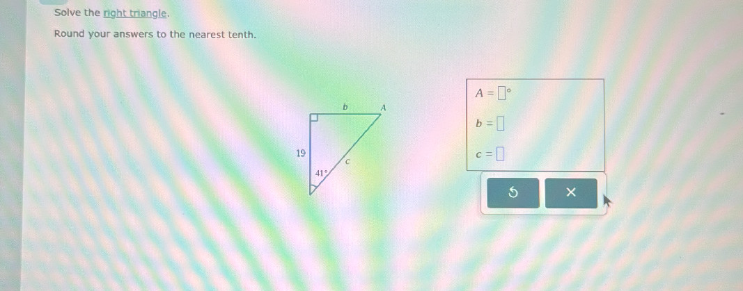 Solve the right triangle. Round your | StudyX