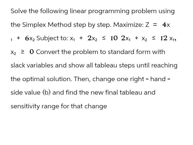 Solve the following linear programming | StudyX
