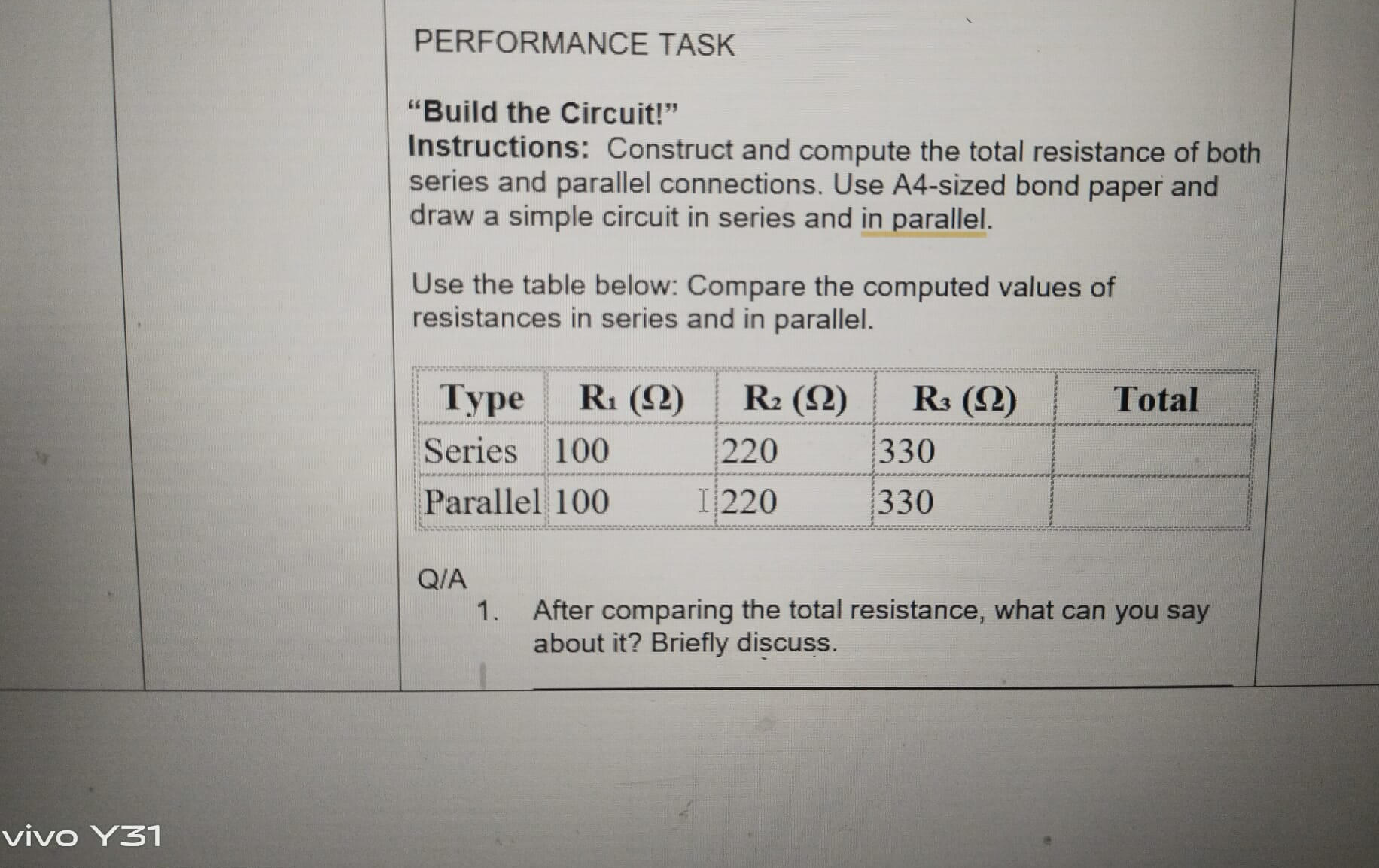PERFORMANCE TASK “Build the Circuit!” | StudyX