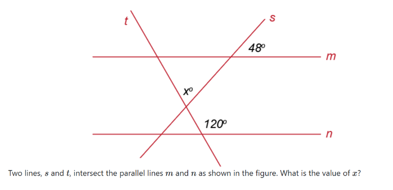Two lines, s and t, intersect the parallel | StudyX