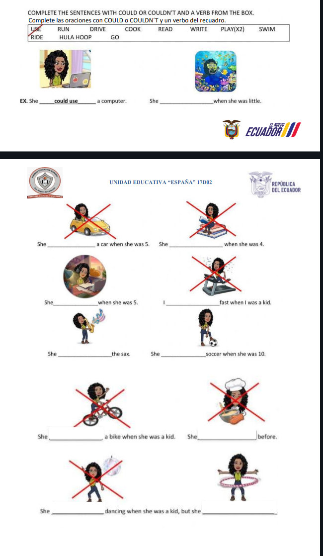 COMPLETE THE SENTENCES WITH COULD OR | StudyX
