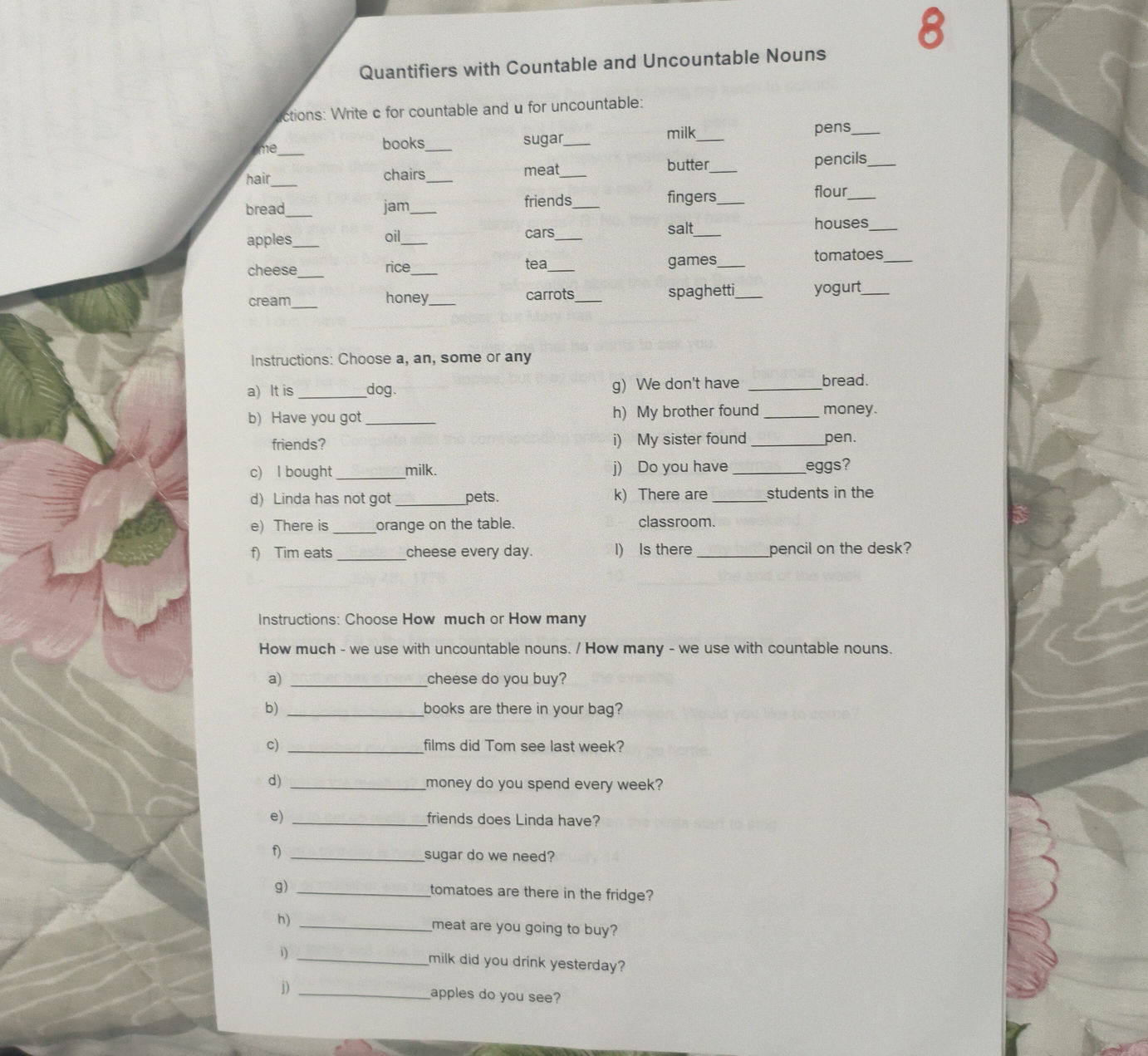 Quantifiers with Countable and Uncountable | StudyX