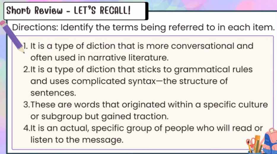 Directions: Identify the terms being StudyX