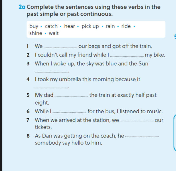 2a Complete the sentences using these verbs | StudyX