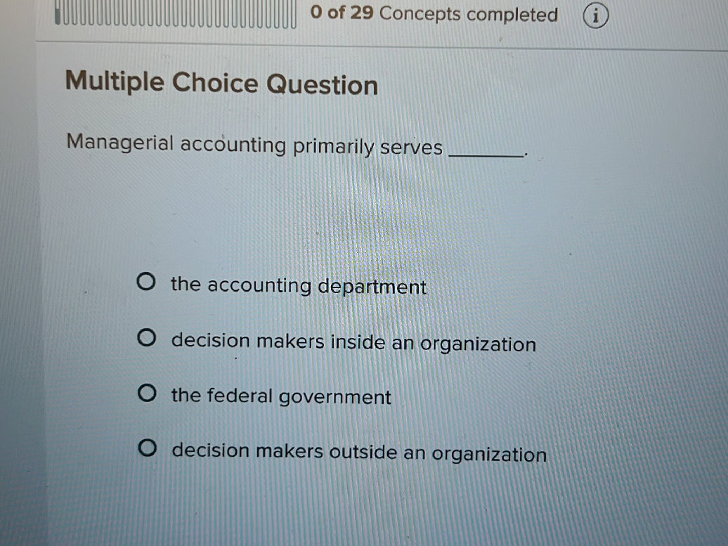 Multiple Choice Question Managerial | StudyX