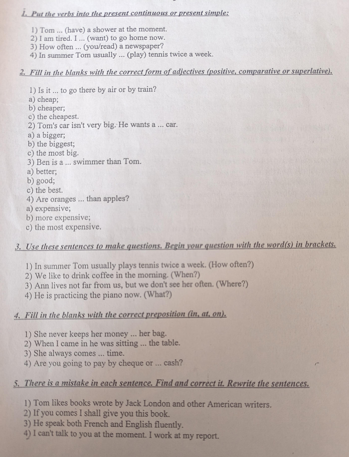 2. Fill in the blanks with the correct form | StudyX