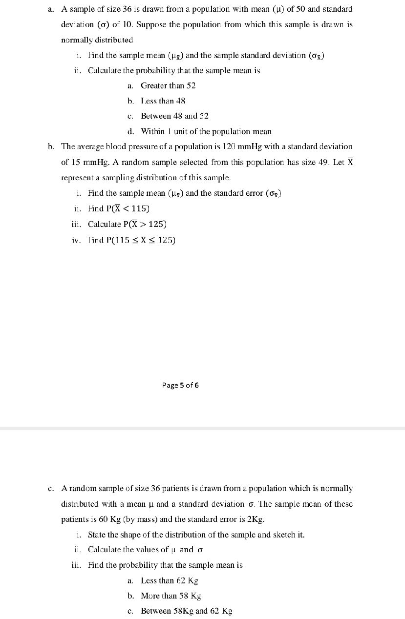 a A sample of size 36 is drawn from a StudyX