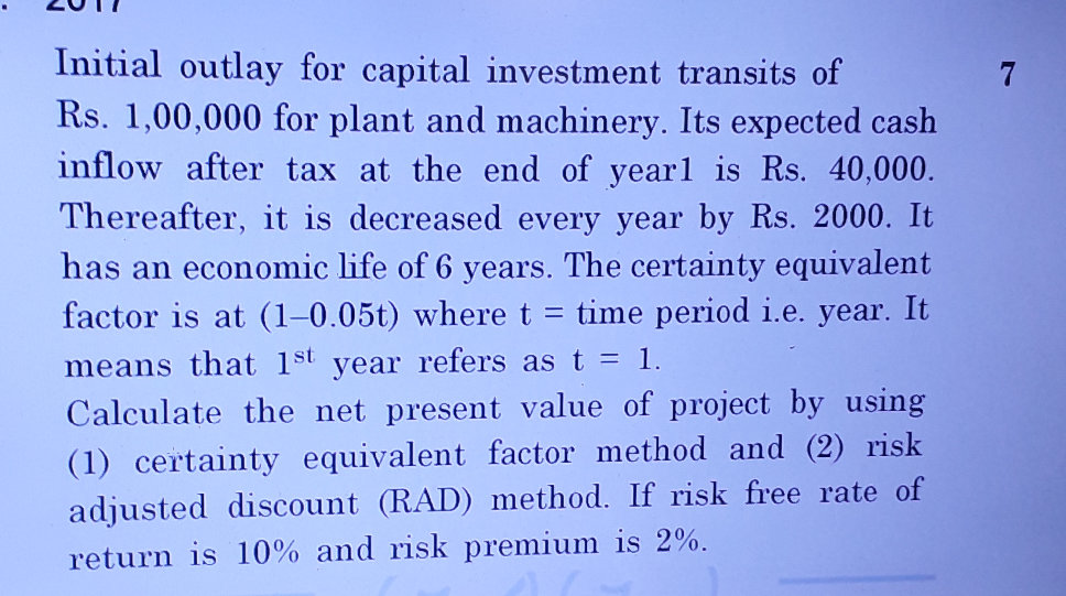 Initial Outlay Format Initial outlay for capital investment | StudyX