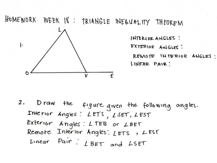 HOMEWORK WEEK 18: TRIANGLE INEQUALITY | StudyX