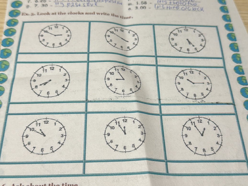 Ex. 5. Look at the clocks and write the | StudyX